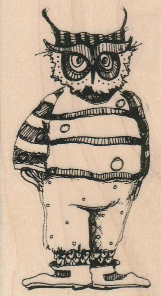 Whimsical Owl in Clothes 1 3/4 x 3-0