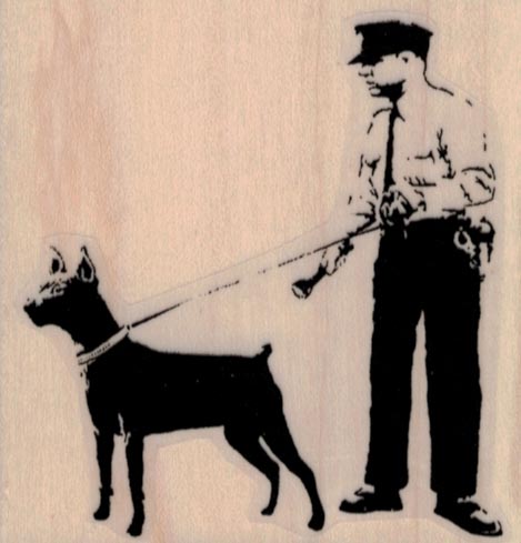 Banksy Cop With Dog 2 1/2 x 2 1/2-0