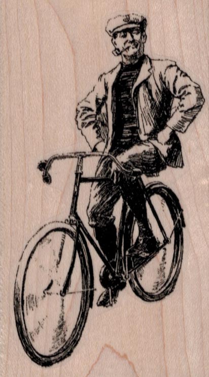 Pipe Man Riding Bicycle 2 1/4 x 3 3/4-0