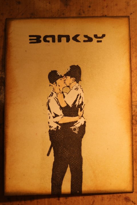 Banksy Kissing Cops 1 3/4 x 4 1/2-41746