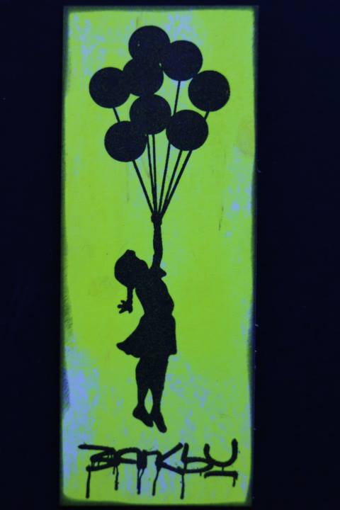 Banksy Girl Floating With Balloons 1 1/2 x 3 1/2-41767
