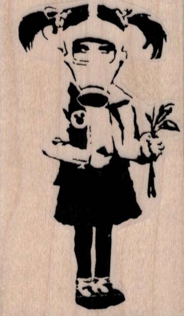 Banksy Gas Mask Flower Girl 2 x 3 1/4-0