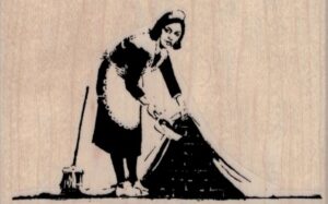 Banksy Sweeping Under Lady 4 x 2 1/2-0