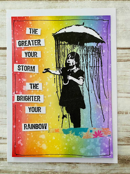 Banksy Rain Under Umbrella Girl 2 3/4 x 4 1/2