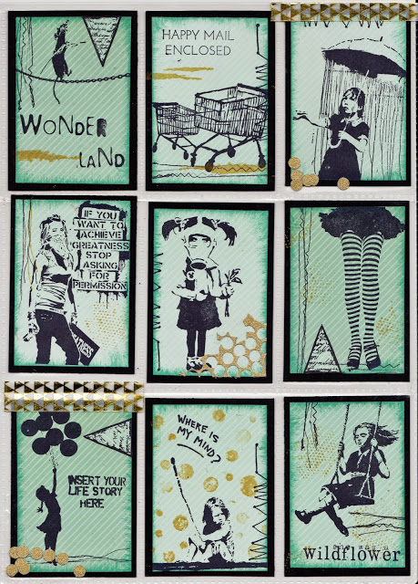 Banksy Rain Under Umbrella Girl 2 3/4 x 4 1/2-45846