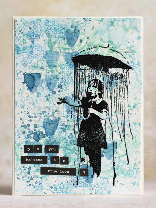 Banksy Rain Under Umbrella Girl 2 3/4 x 4 1/2-42666