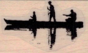 Three Men In Canoe Silhouette 1 x 1 1/2-0