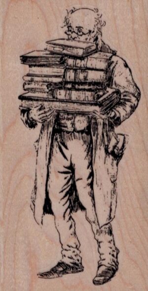 Vintage Man with Books 2 1/4 x 4-0