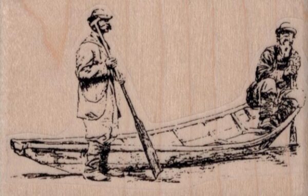 Vintage Men In Canoe 3 1/4 x 2-0