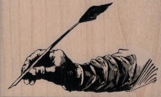 Hand Holding Quill Pen 3 1/2 x 2-0