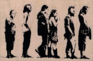 Banksy Line Of Punks 3 1/2 x 2 1/4-0