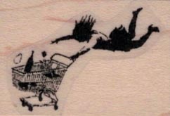 Banksy Woman Falling With Cart 1 x 1 1/4-0