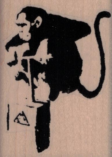Banksy Monkey With Detonator 2 x 2 3/4-0