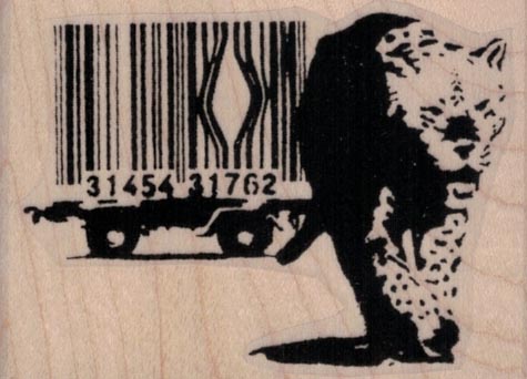 Banksy Tiger Escape Barcode Bars 2 1/2 x 1 3/4-0
