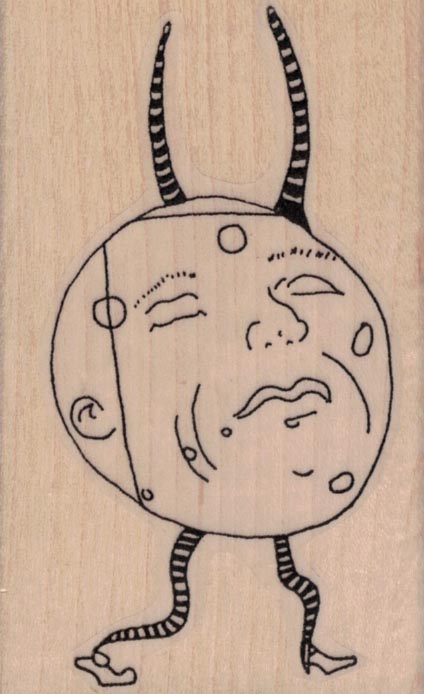 Whimsical Moon Head Guy 2 1/4 x 3 1/2-0