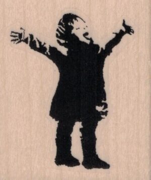 Banksy Excited Boy Arms Out Catching Snowflake 2 x 2 1/4-0