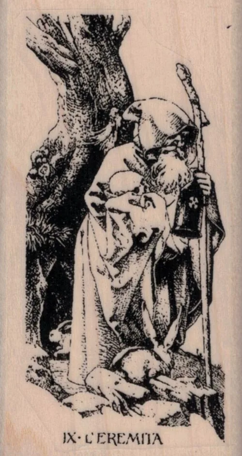 Tarot IX-Ceremita The Hermit 1 3/4 x 3 1/4-0