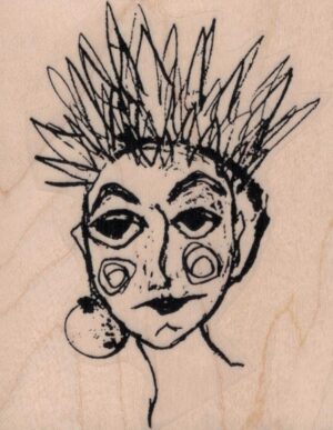 Tina Walker Spiky Hair Scribble Girl 2 3/4 x 3 1/4-0