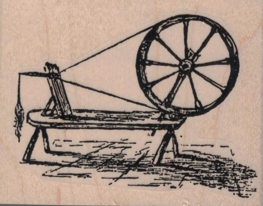 Spinning Wheel and Loom 3 x 2 1/4-0