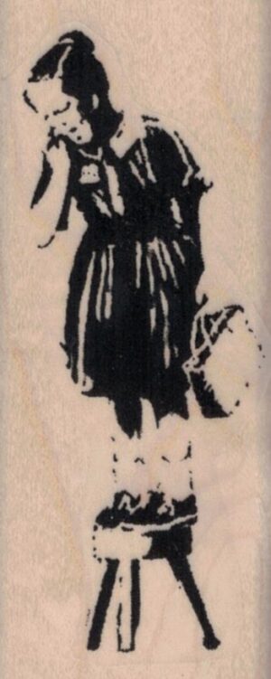 Banksy Scared Girl on Stool 1 1/4 x 3-0